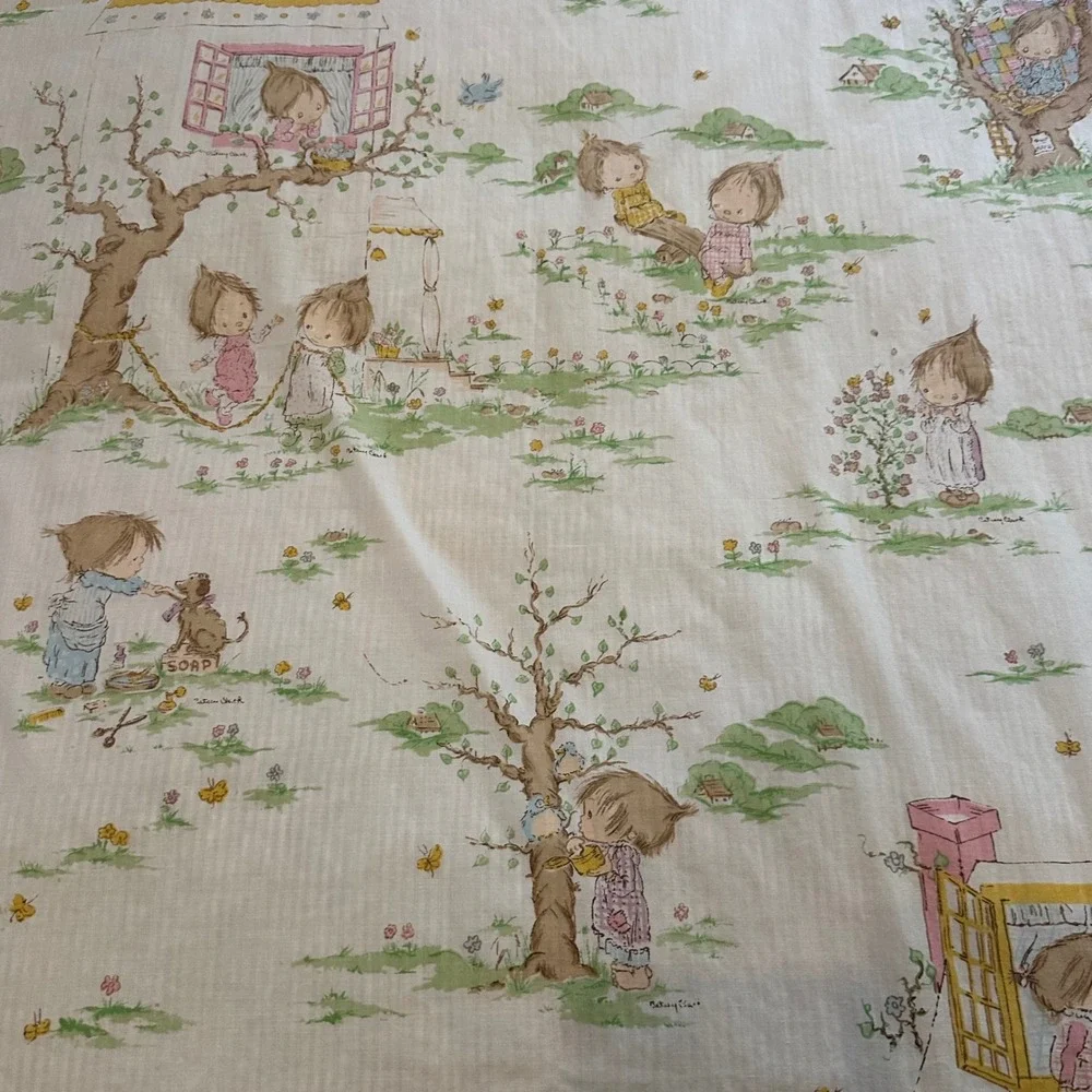 Vintage Betsey Clark‎ Flat Sheet 64x94 Children Cottagecore Quilt Craft Fabric